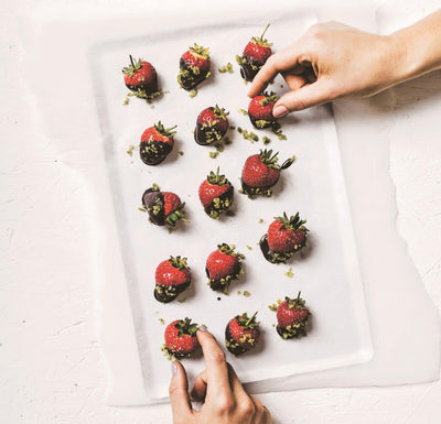 CHOCOLATE DIPPED STRAWBERRIES WITH BASIL SUGAR