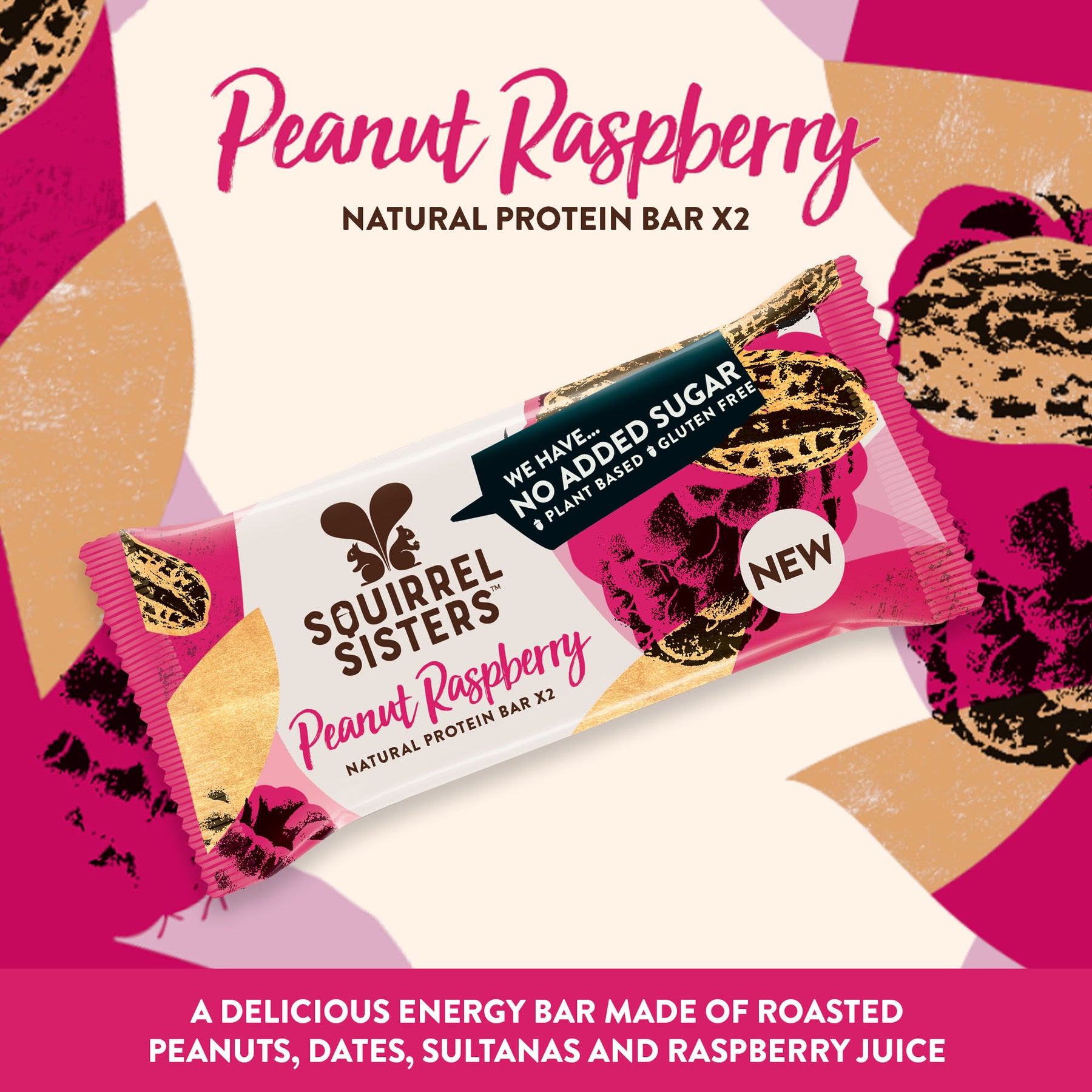 Squirrel Sisters Peanut Raspberry Snack Bar – Vegan, Gluten-Free, No A