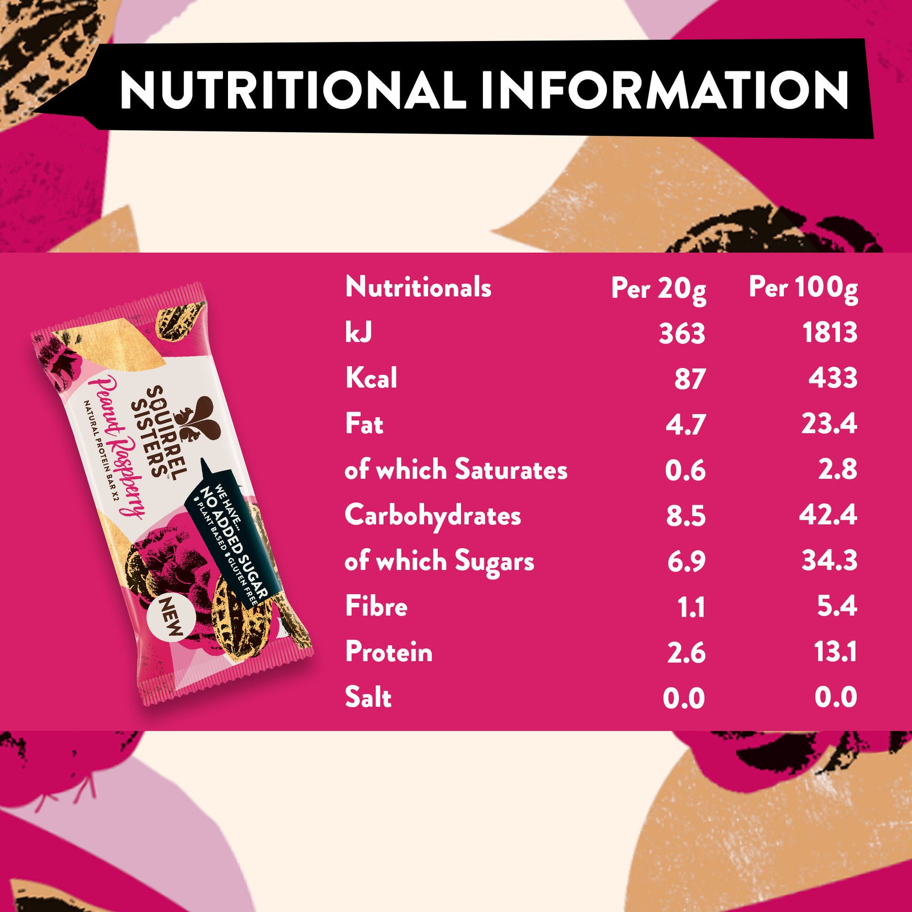 Squirrel Sisters Peanut Raspberry Snack Bar – Vegan, Gluten-Free, No A